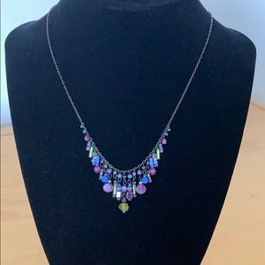 Beaded Necklace in Blue, Green and Purple